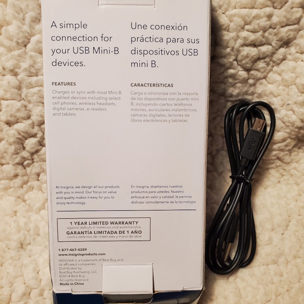 USB 2.0A to Mini B Cable 3' - Picture 2 of 2